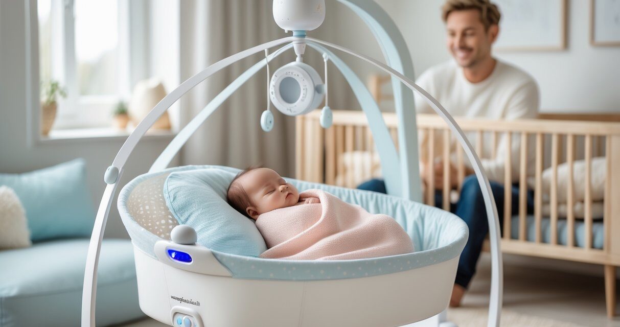 Sådan får du din baby til at sove bedre med en slyngevugge med elektrisk motor
