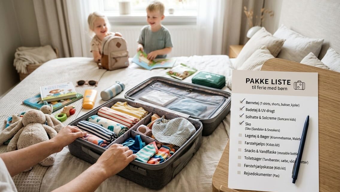 Pakkeliste til ferie med børn – det er praktisk at huske
